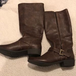 Brown mid calf boots